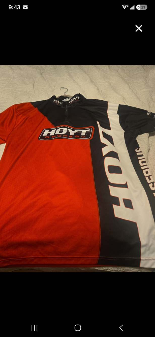 Hoyt archery Jersey Red Black White Zip Front Size